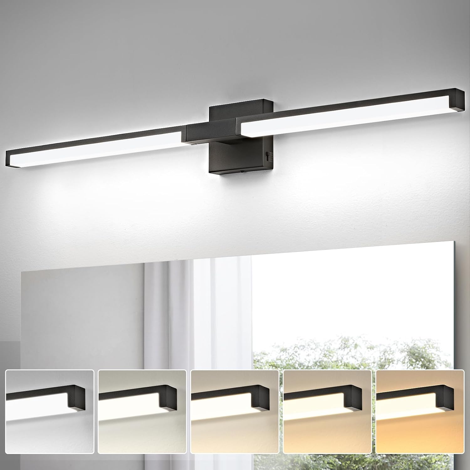OKELI Modern LED Bathroom Vanity Light Bar – 5CCT Dimmable, 24W Over Mirror Light Fixture