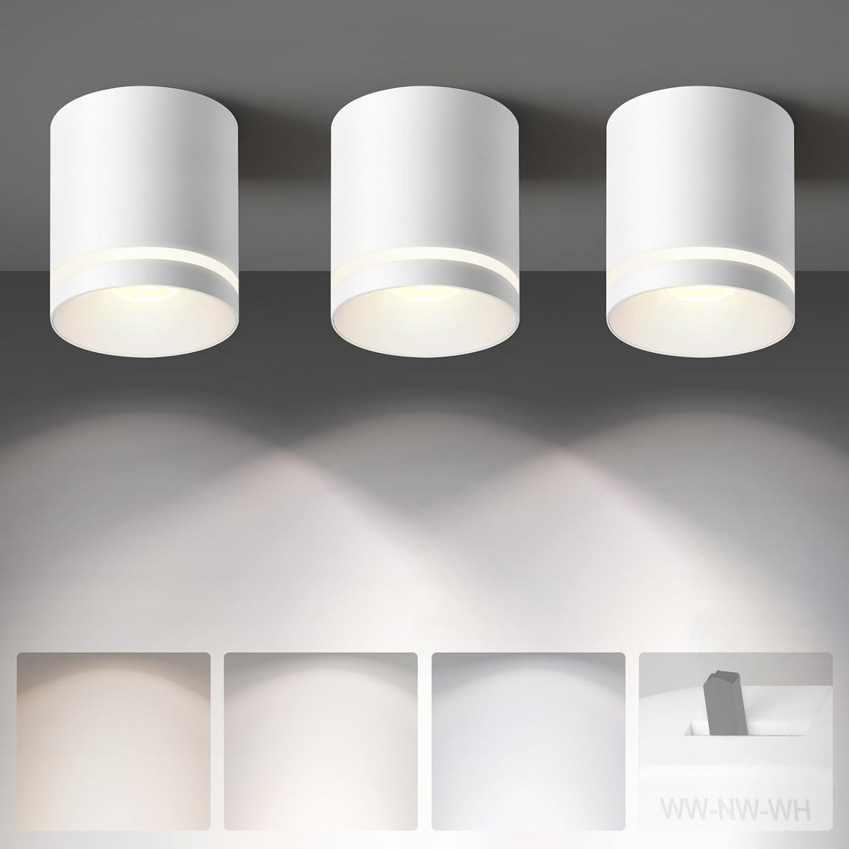 OKELI 5.9" LED Cylinder Flush Mount Ceiling Light, 20W 1800LM, 3CCT 2700K-6000K Dimmable 1-3 Pack