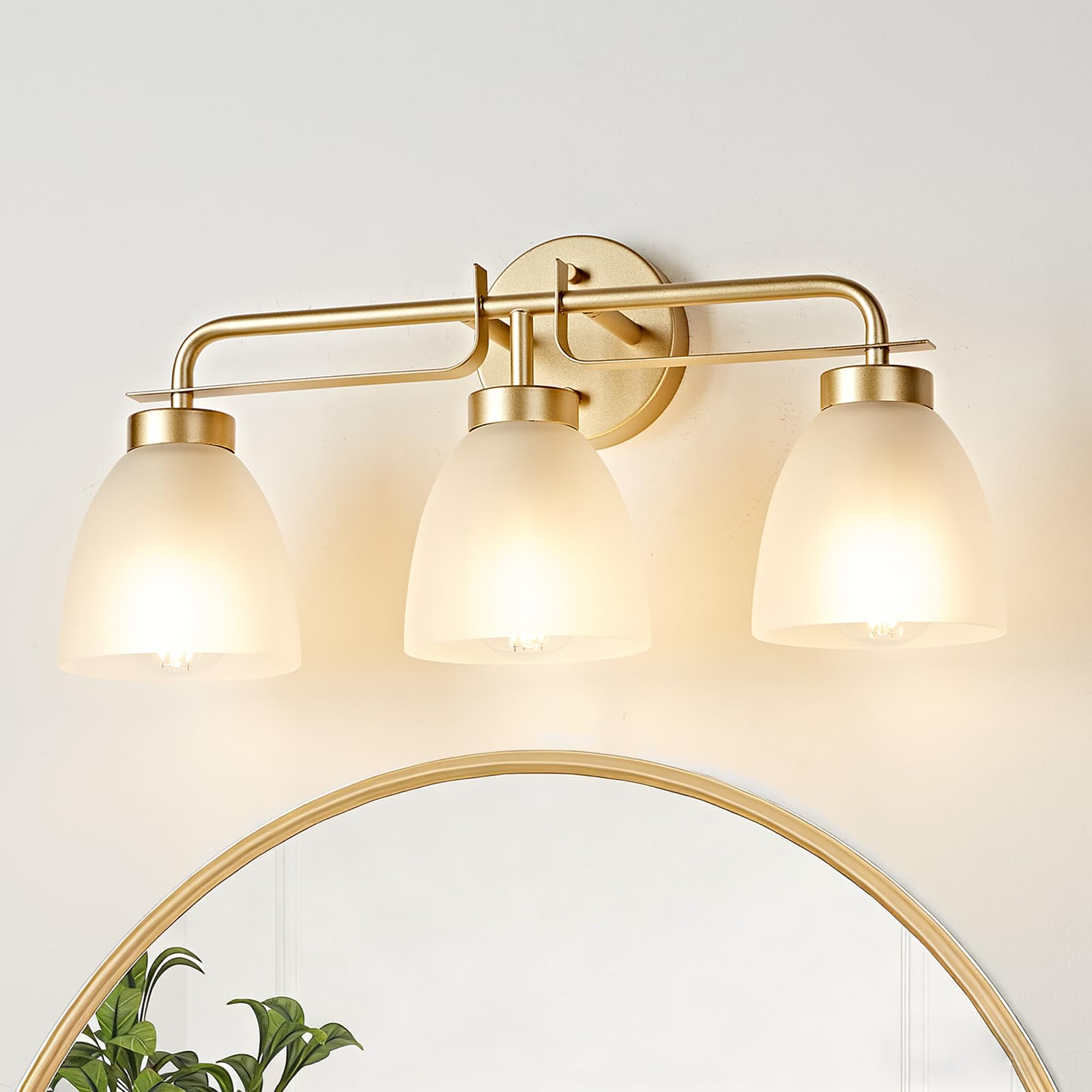 Mid-Century Modern Bathroom Vanity Light Wall Sconce with Frosted White Glass Shades E26 Base