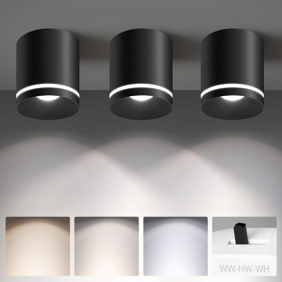 OKELI 5.9" LED Cylinder Flush Mount Ceiling Light, 20W 1800LM, 3CCT 2700K-6000K Dimmable 1-3 Pack