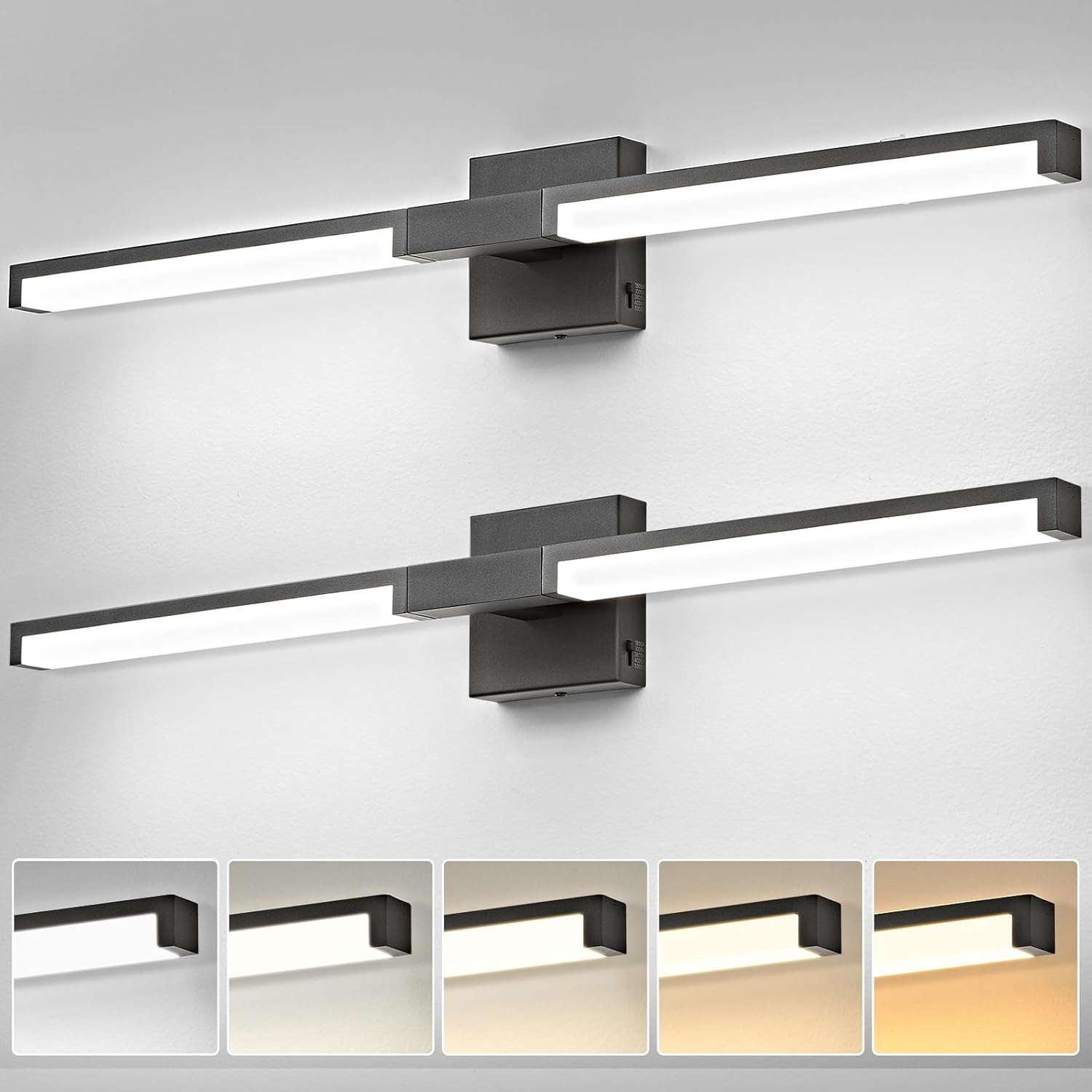 OKELI Modern LED Bathroom Vanity Light Bar – 5CCT Dimmable, 24W Over Mirror Light Fixture
