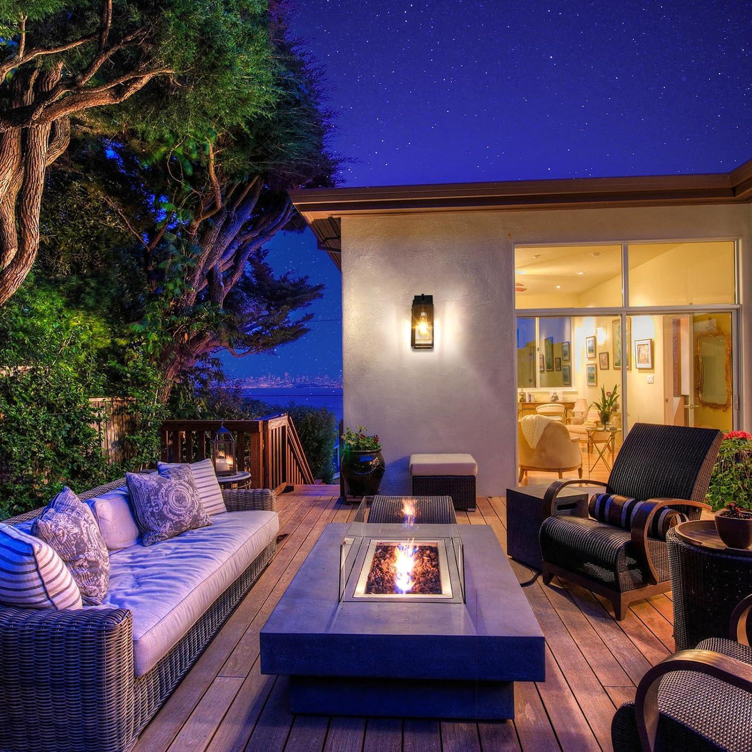 Outdoor Wall Lights 1-2-Pack Porch Lights Dusk to Dawn with GFCI Outlet - okeli lights