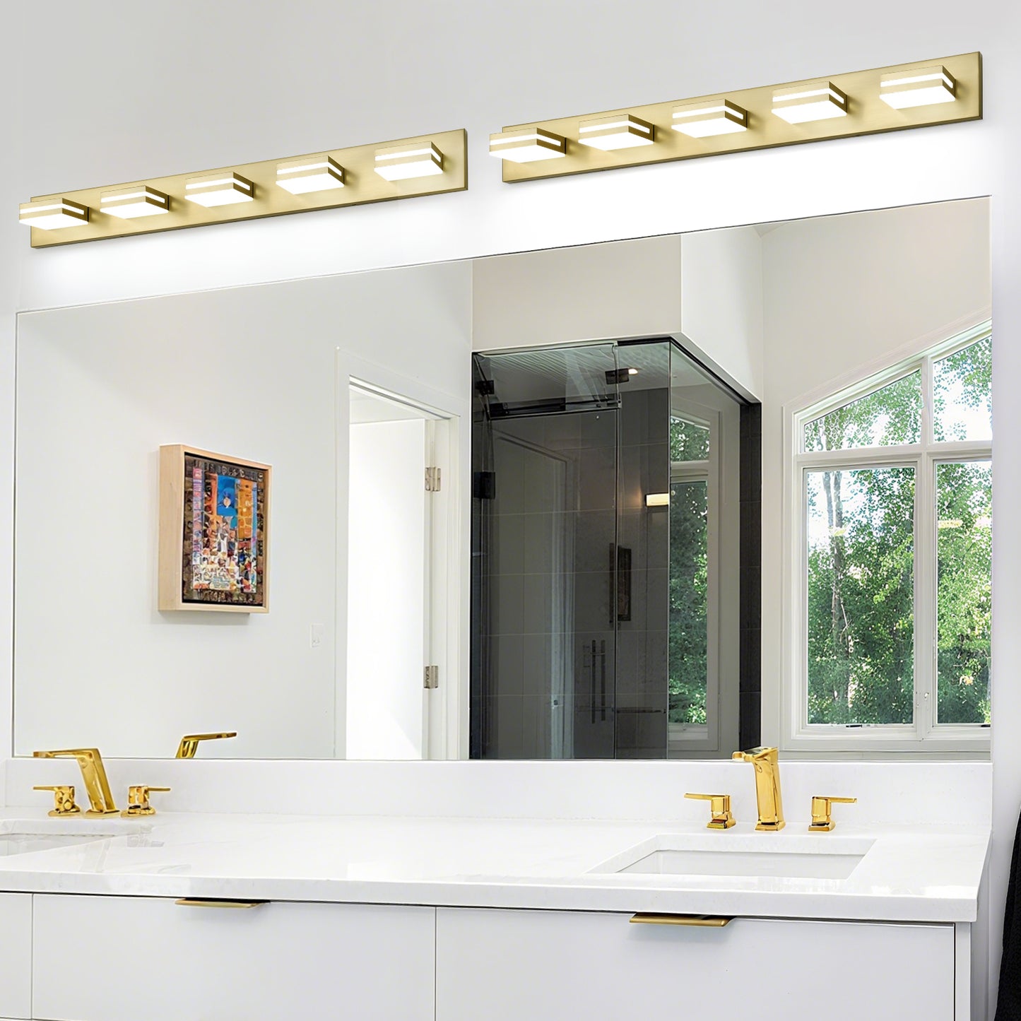 5-Light Bathroom Vanity Modern LED Light Over Mirror Dimmable Mirror Front Lighting