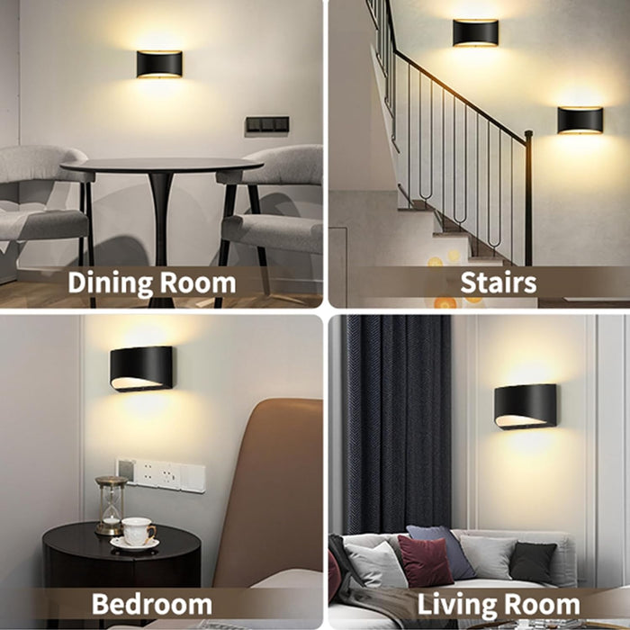 OKELI Modern Black LED Wall Sconces, 1 Pack Up and Down Indoor Wall Lights, Hardwired Sconces - okeli lights