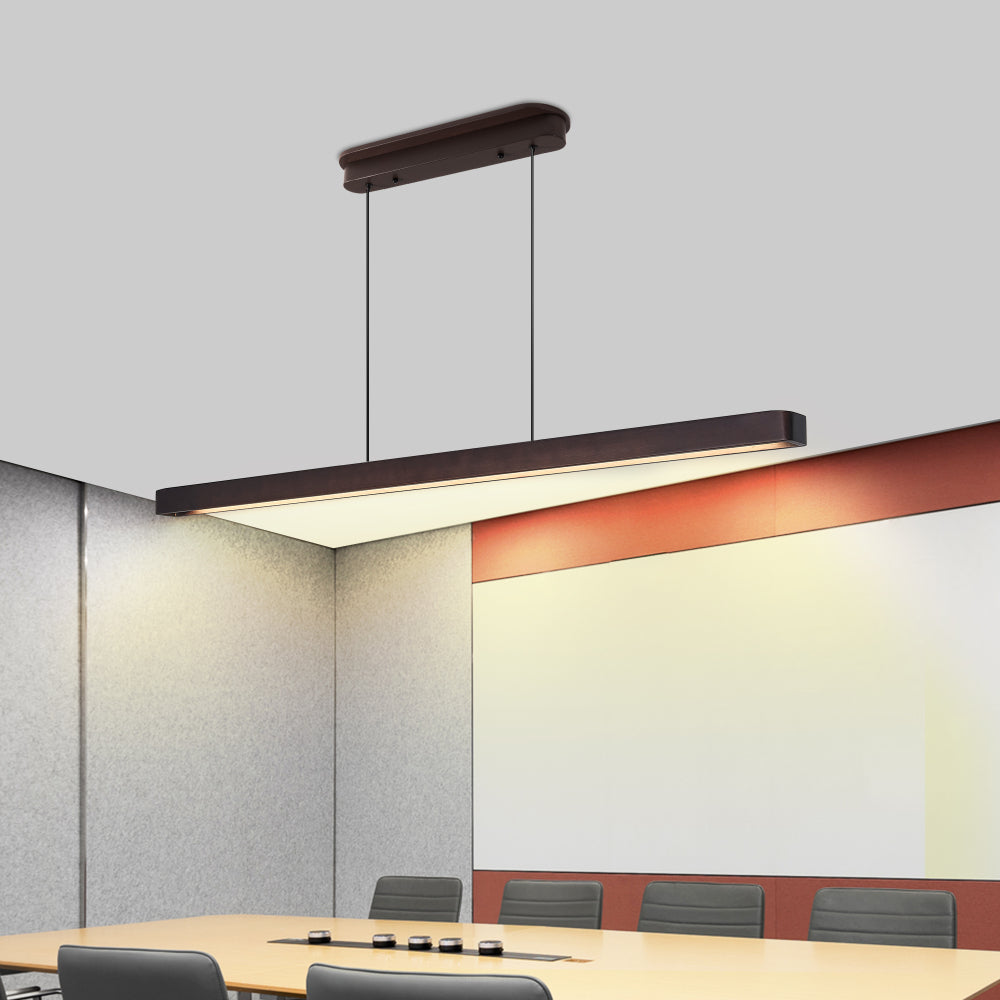 Modern Walnut Wood LED Pendant Light – Adjustable Linear Hanging Light for Dining Room, Kitchen & Living Room (39" / 51") 51"