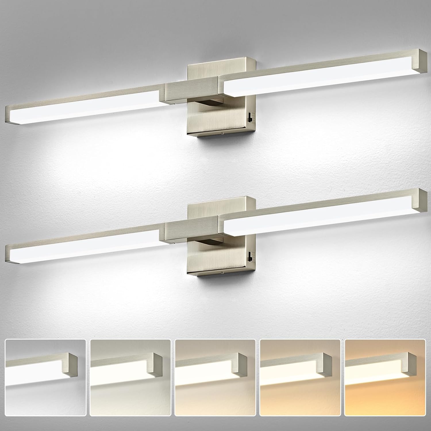 OKELI Modern LED Bathroom Vanity Light Bar – 5CCT Dimmable, 24W Over Mirror Light Fixture
