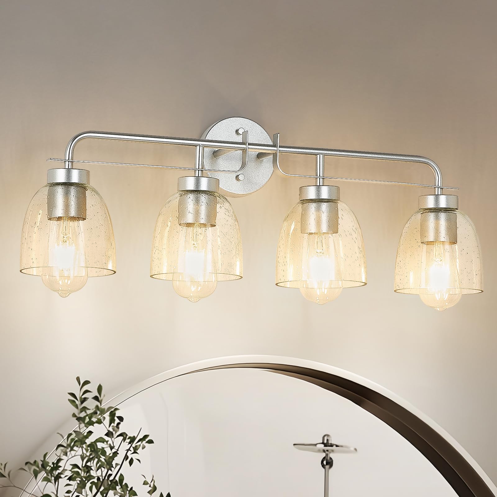 Mid-Century Modern Bathroom Vanity Light Wall Sconce with Frosted White Glass Shades E26 Base