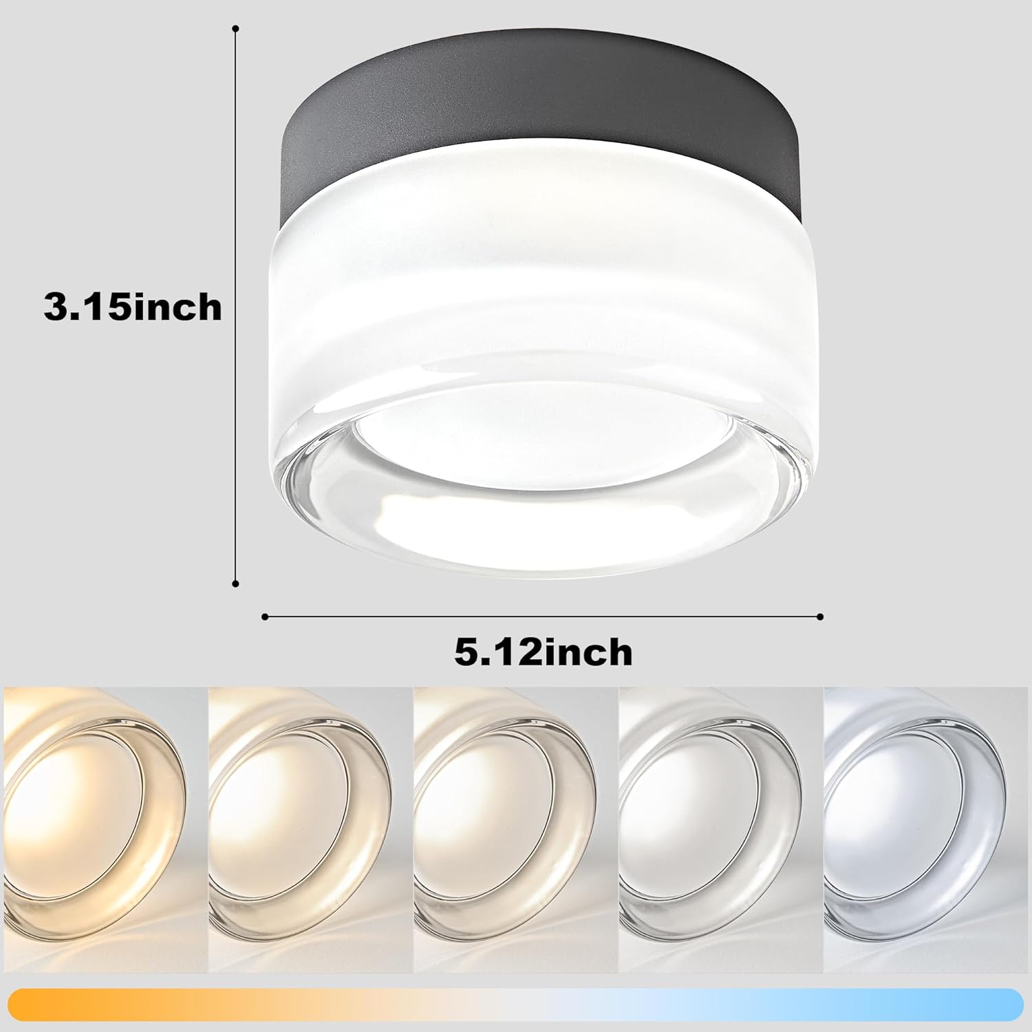 OKELI Modern Glass Ceiling Light Fixture, LED Flush Mount Ceiling Light