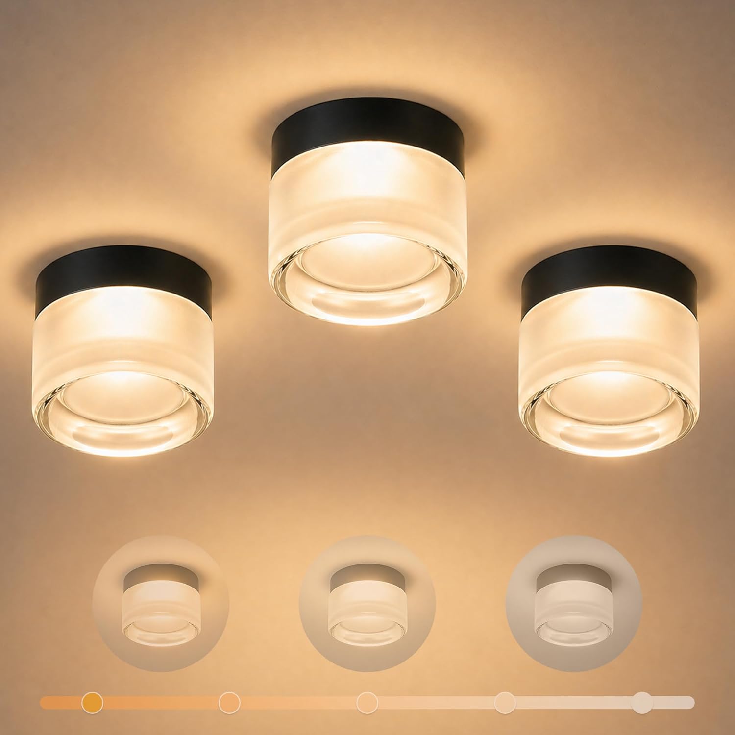 OKELI Modern Glass Ceiling Light Fixture, LED Flush Mount Ceiling Light