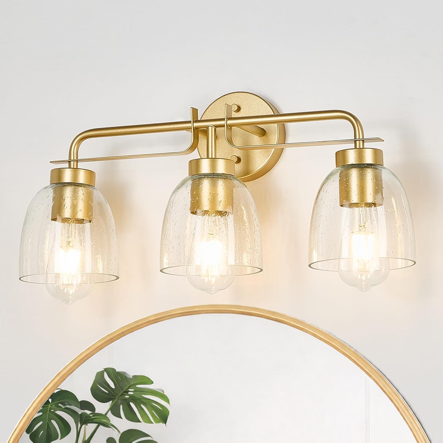 Mid-Century Modern Bathroom Vanity Light Wall Sconce with Frosted White Glass Shades E26 Base