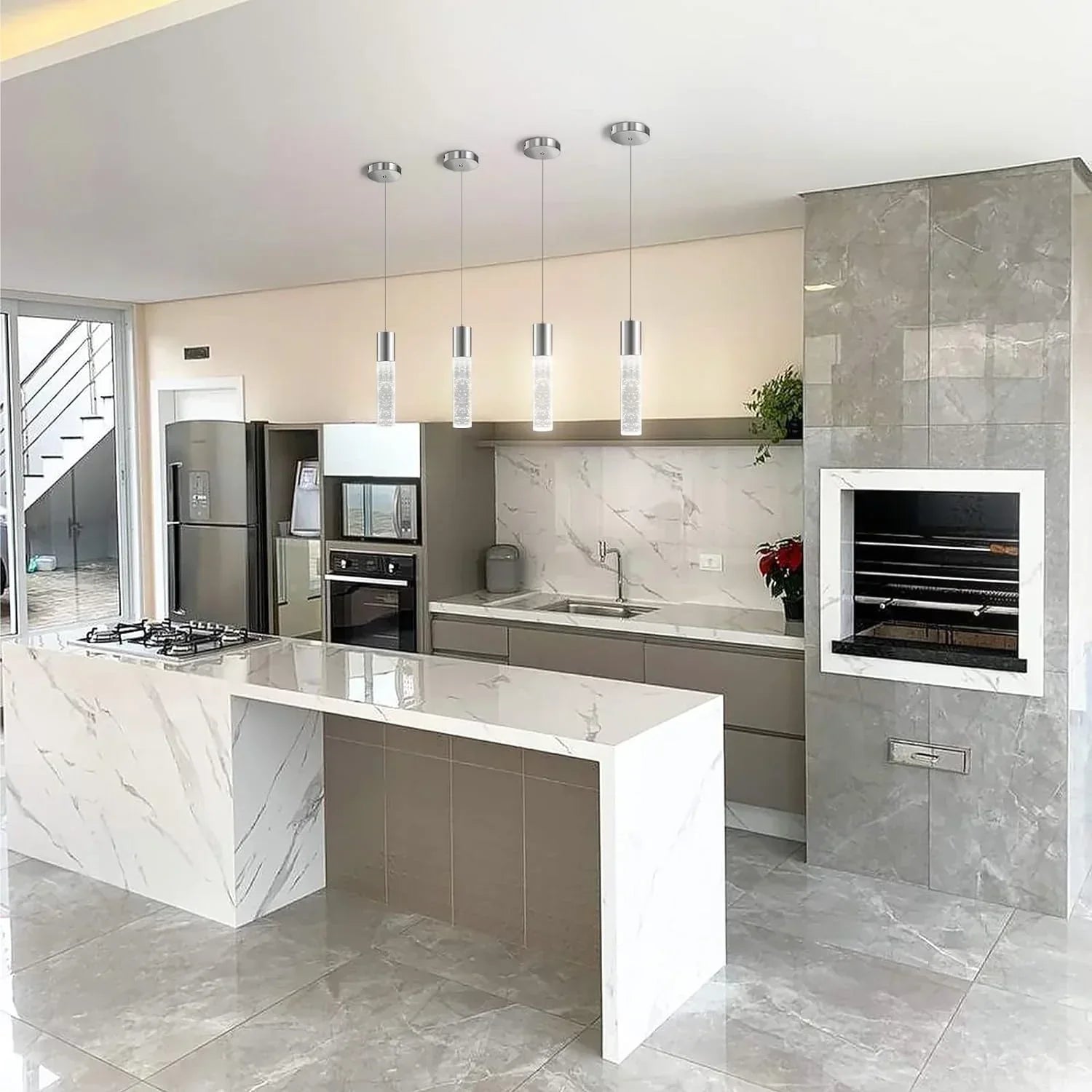 Modern Pendant Lights 3-Color Bubble Crystal Island Light 3-Pack - okeli lights