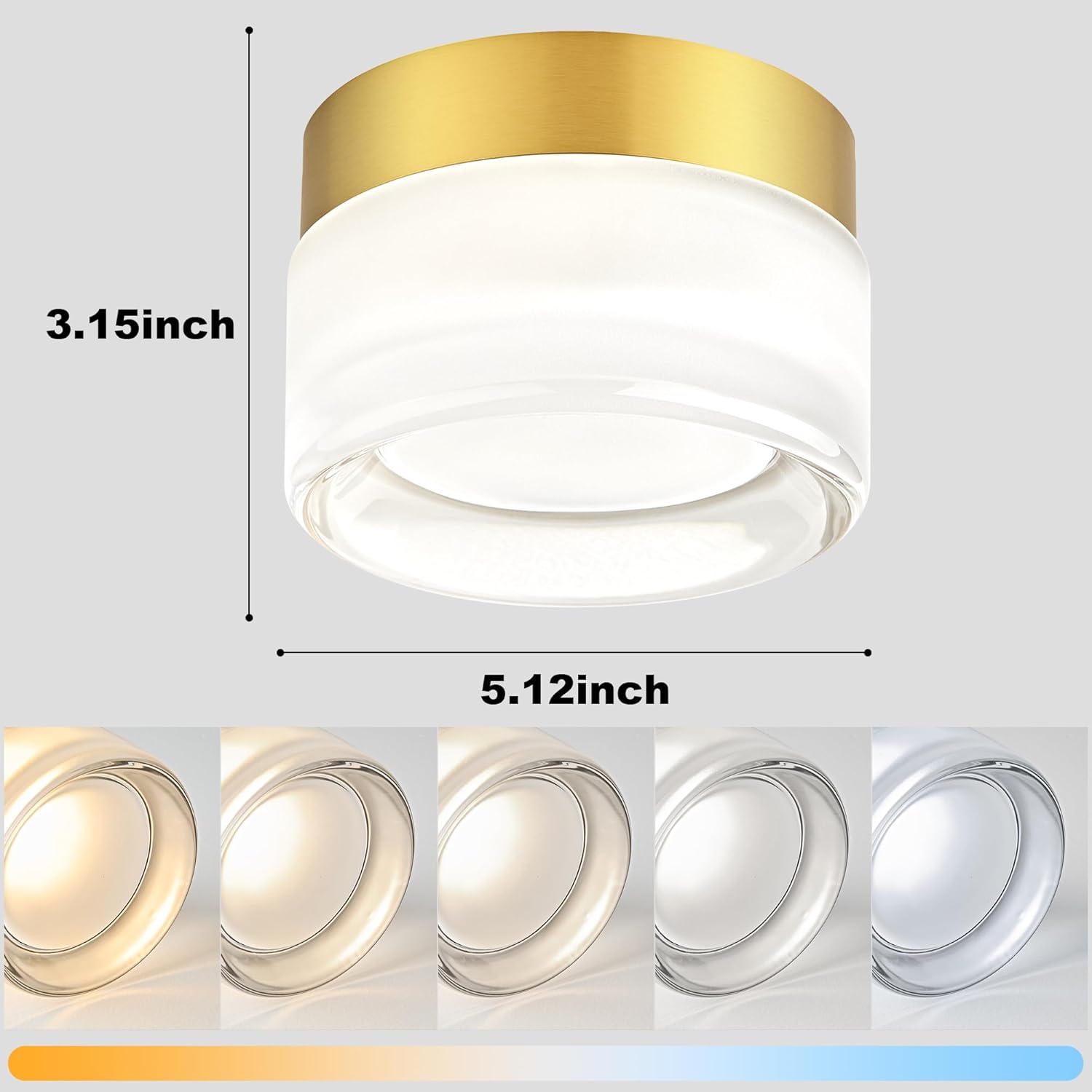 OKELI Modern Glass Ceiling Light Fixture, LED Flush Mount Ceiling Light