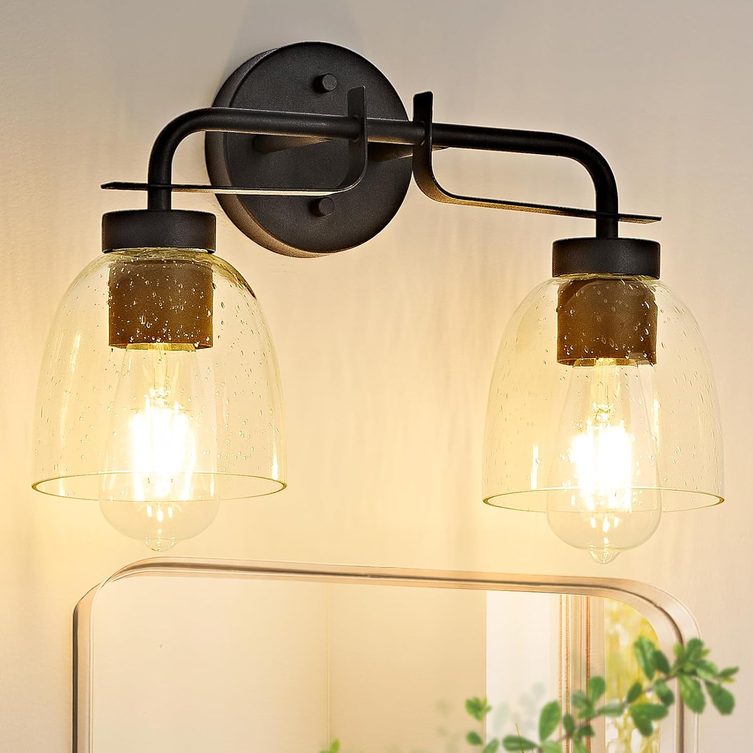 Mid-Century Modern Bathroom Vanity Light Wall Sconce with Frosted White Glass Shades E26 Base