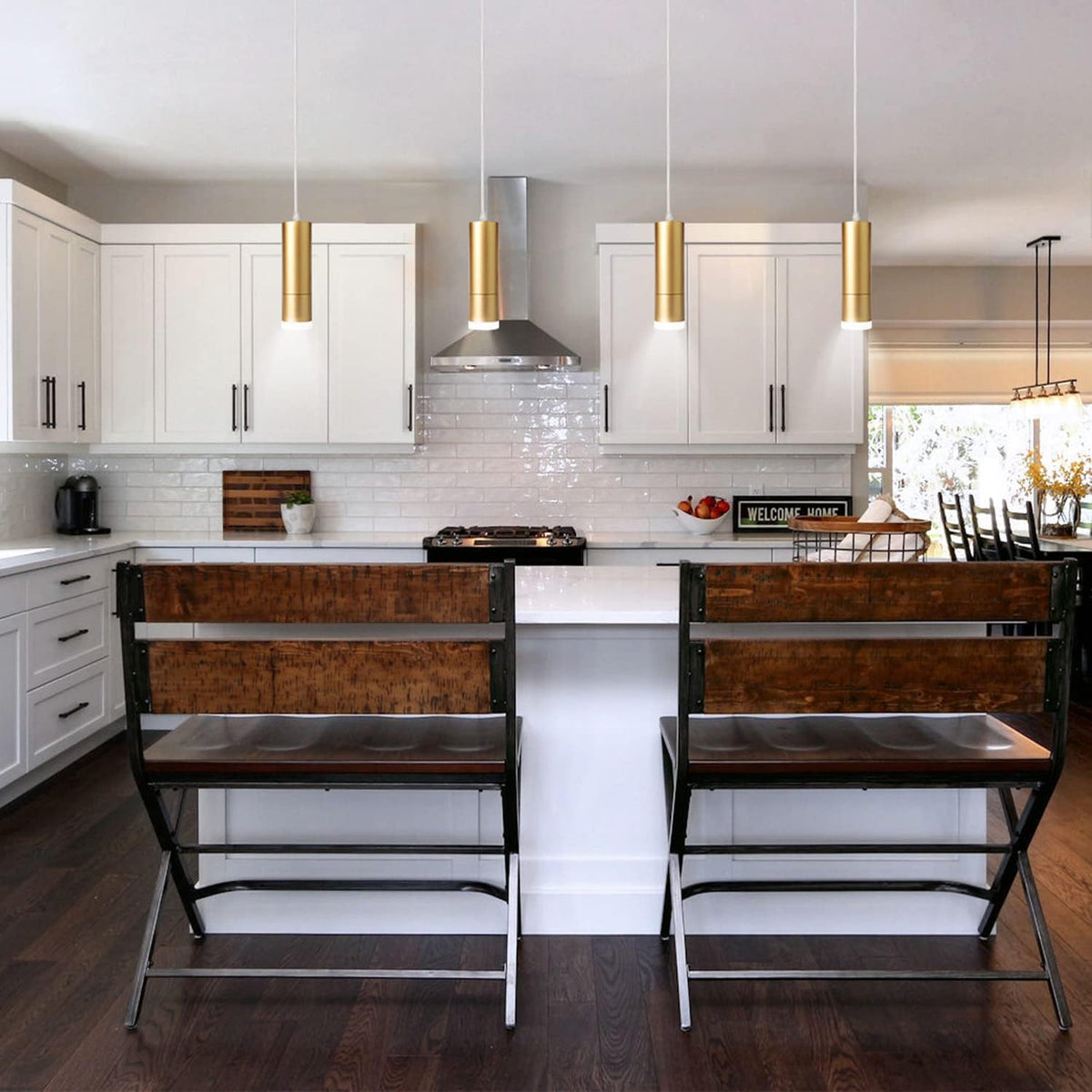 OKELI White Pendant Lights Kitchen Island,Modern Pendent Light Fixture