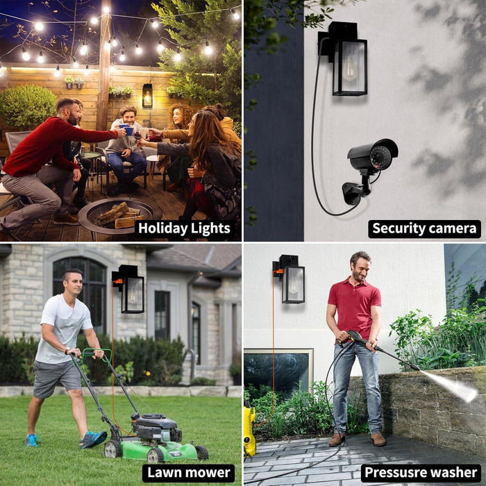 Outdoor Wall Lights, 2 Pack Porch Lights Dusk to Dawn with GFCI Outlet - okeli lights