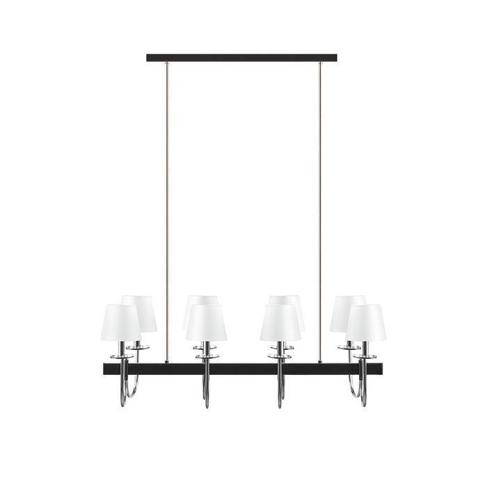 8-Light Traditional Chandelier with Drum Shades – Black & Silver Ceiling Light for Dining Room & Kitchen Island