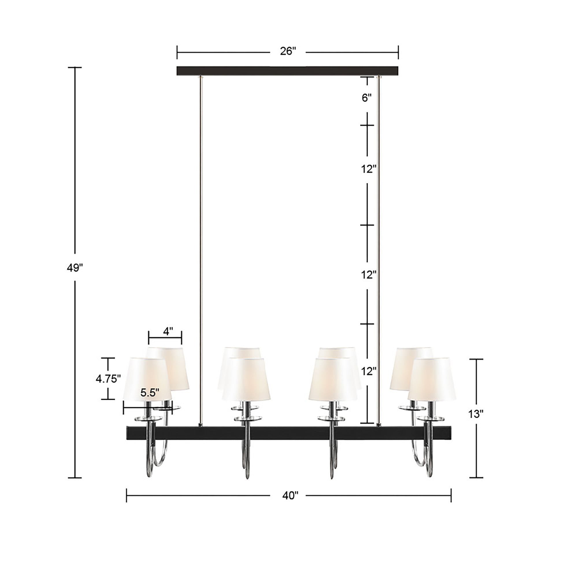 8-Light Traditional Chandelier with Drum Shades – Black & Silver Ceiling Light for Dining Room & Kitchen Island