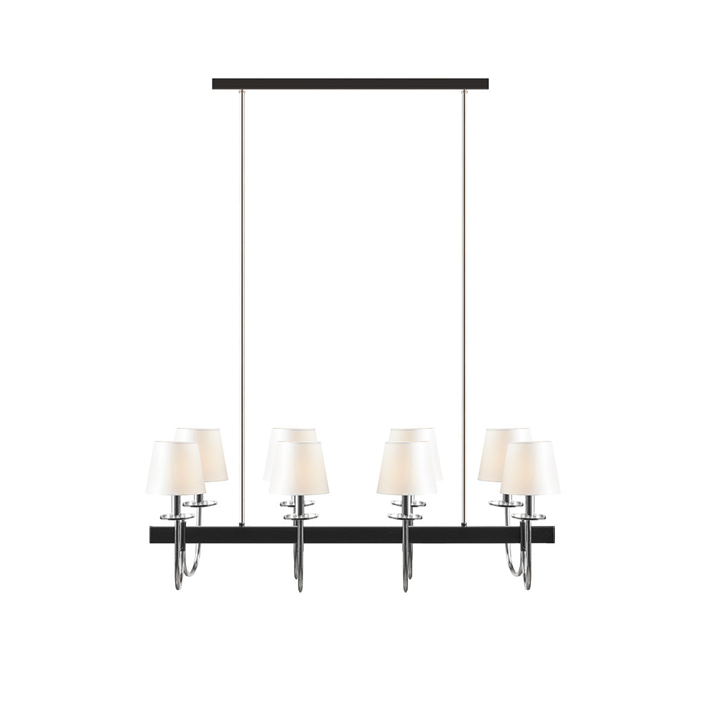 8-Light Traditional Chandelier with Drum Shades – Black & Silver Ceiling Light for Dining Room & Kitchen Island