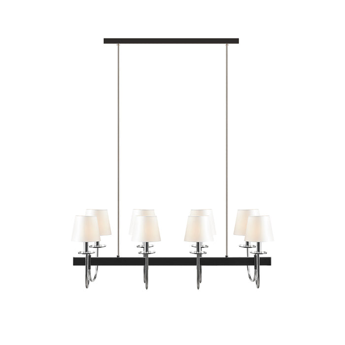 8-Light Traditional Chandelier with Drum Shades – Black & Silver Ceiling Light for Dining Room & Kitchen Island