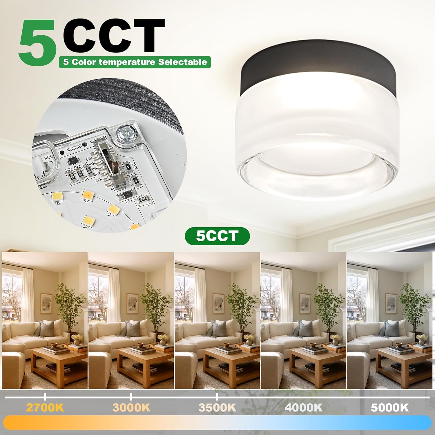 OKELI Modern Glass Ceiling Light Fixture, LED Flush Mount Ceiling Light