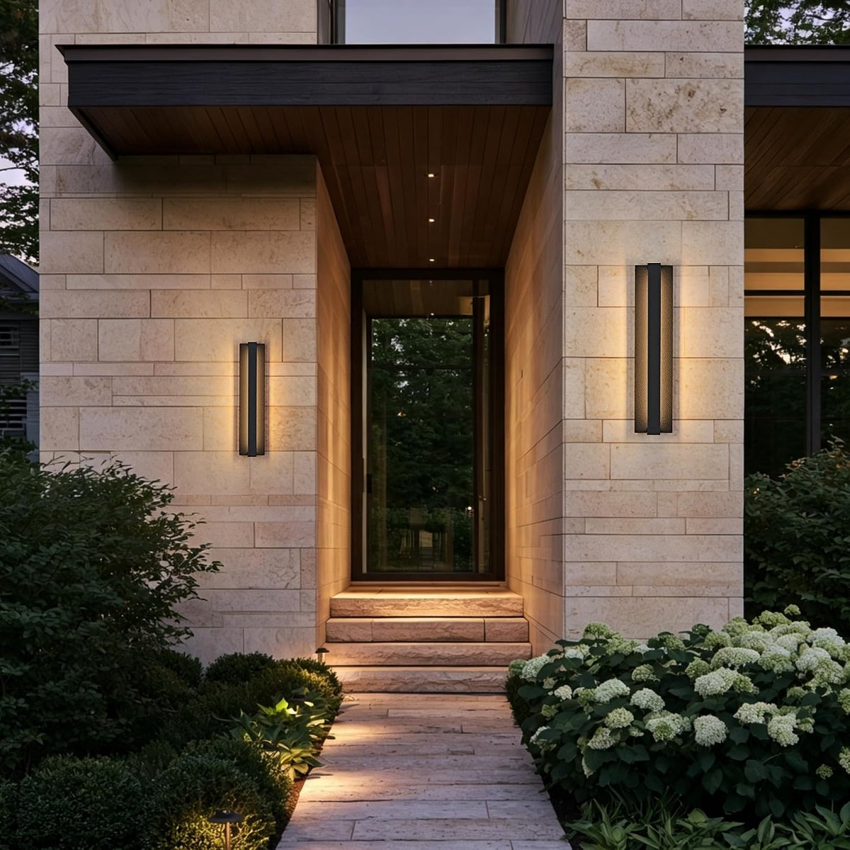 OKELI Modern Black LED Dimmable Outdoor Wall Light Minimalist Linear Design Lighting