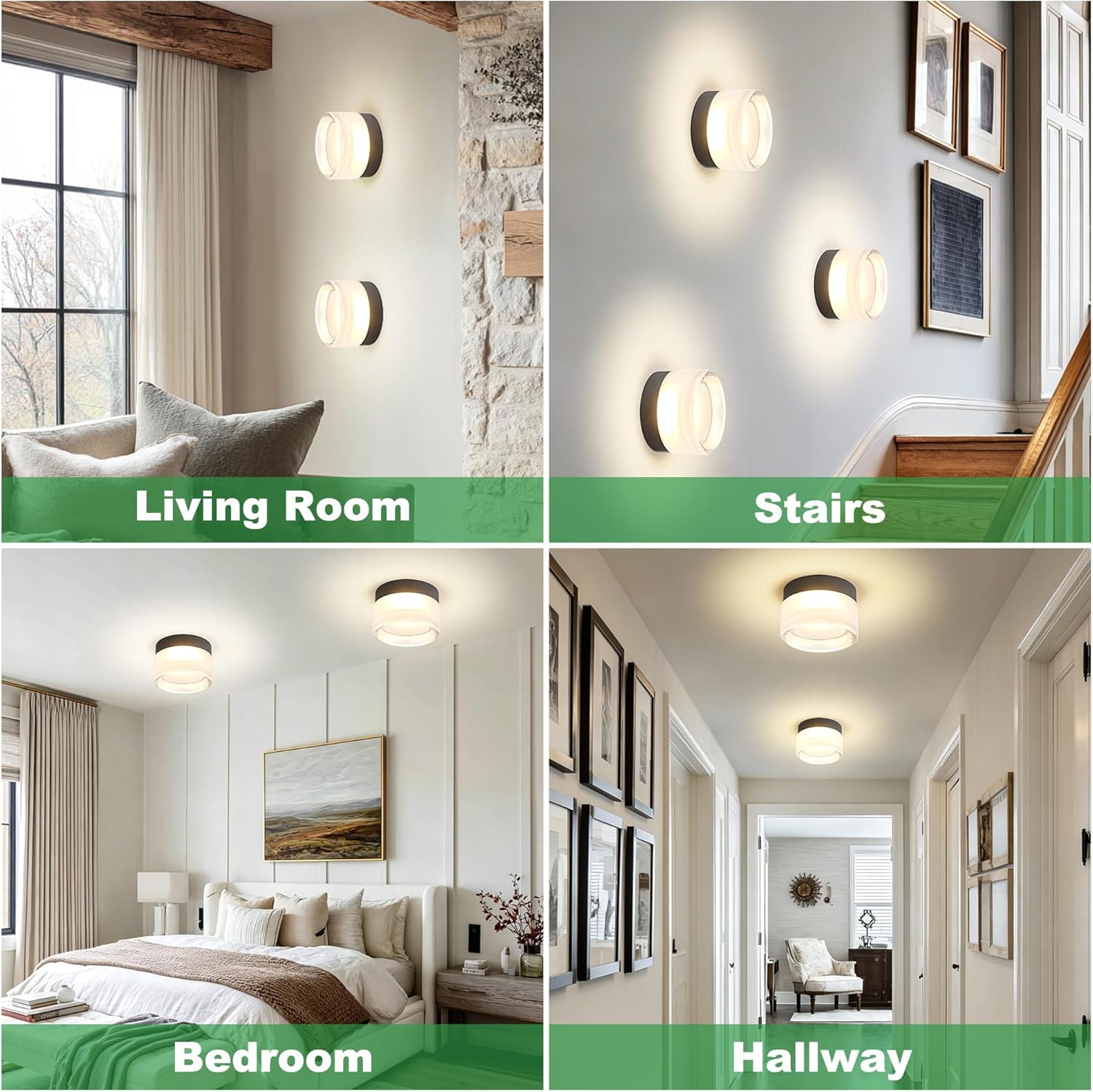 OKELI Modern Glass Ceiling Light Fixture, LED Flush Mount Ceiling Light