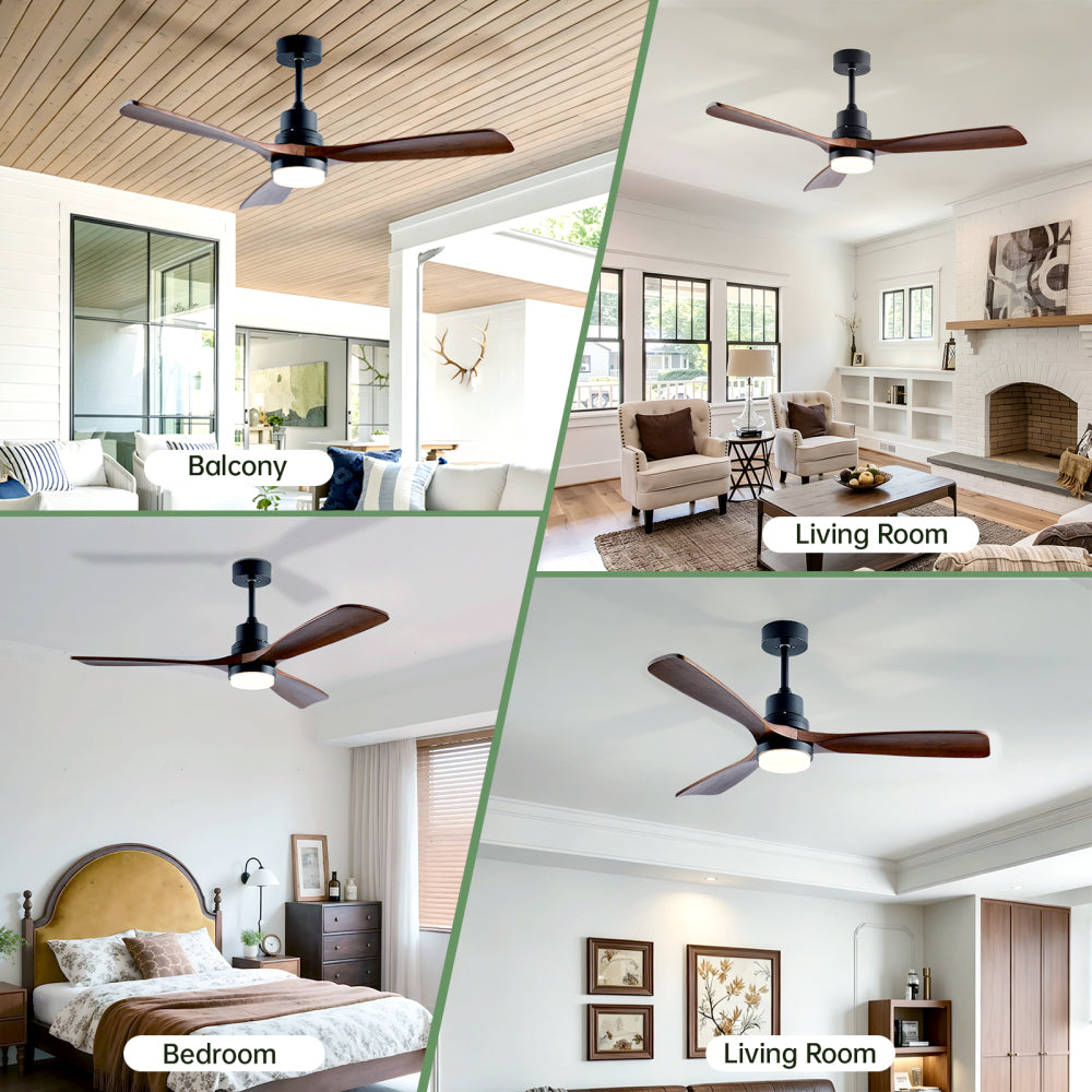 52-Inch Modern Ceiling Fan with Light, 3-Blade DC Motor Ceiling Fan with Remote Control, 6 Speeds, 3 CCT, Brushed Nickel & Black
