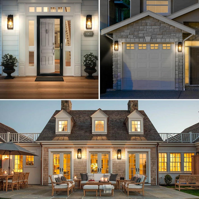 Outdoor Wall Lights, 2 Pack Porch Lights Dusk to Dawn with GFCI Outlet - okeli lights