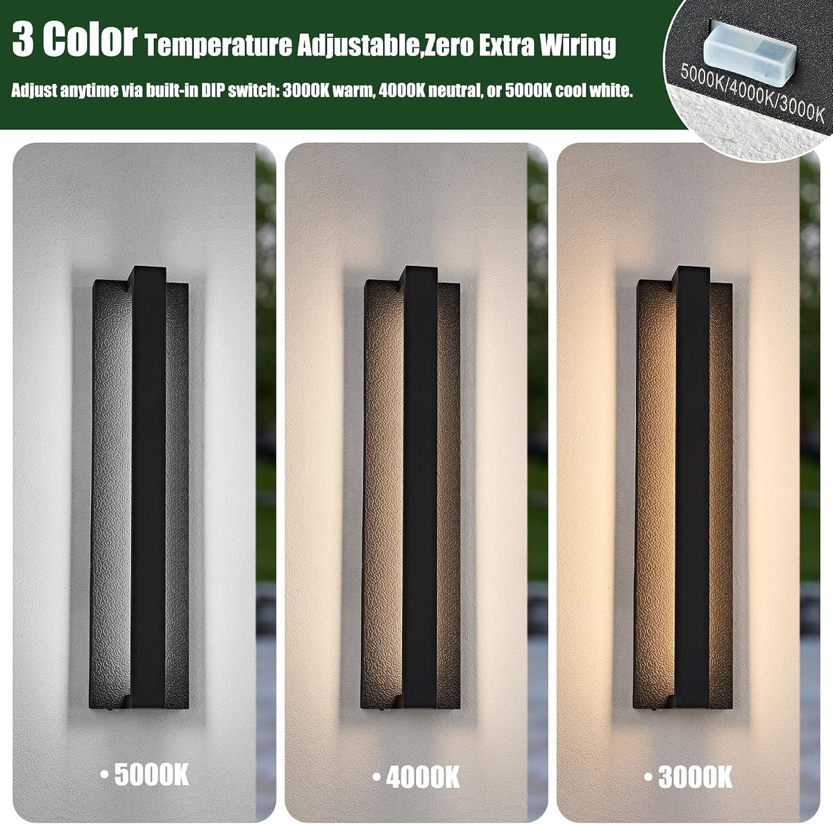 OKELI Modern Black LED Dimmable Outdoor Wall Light Minimalist Linear Design Lighting