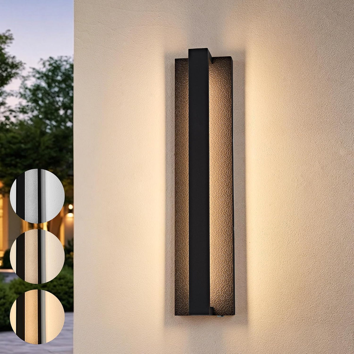 OKELI Modern Black LED Dimmable Outdoor Wall Light Minimalist Linear Design Lighting
