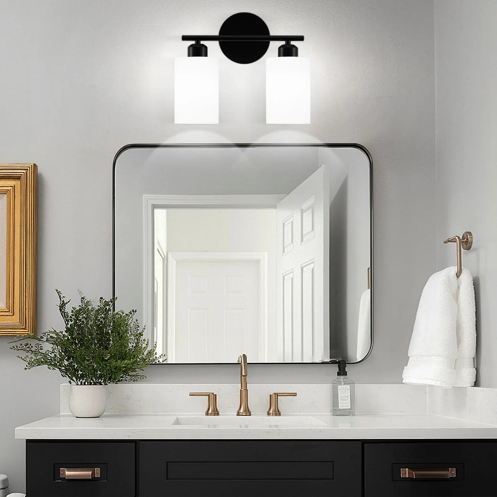 Bathroom Light Fixtures Modern Vanity Lights with Frosted Glass Shades 2-Light - okeli lights