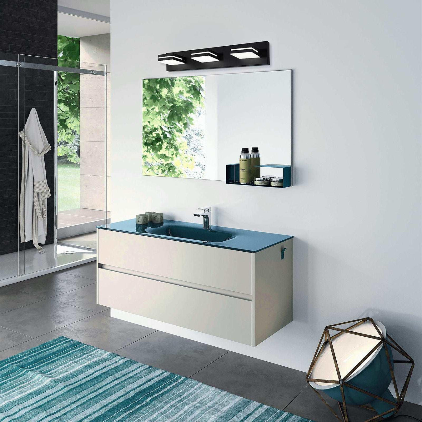 Modern Bathroom Vanity Light Fixtures LED 3-Light 360° Rotatable Matte Black - okeli lights