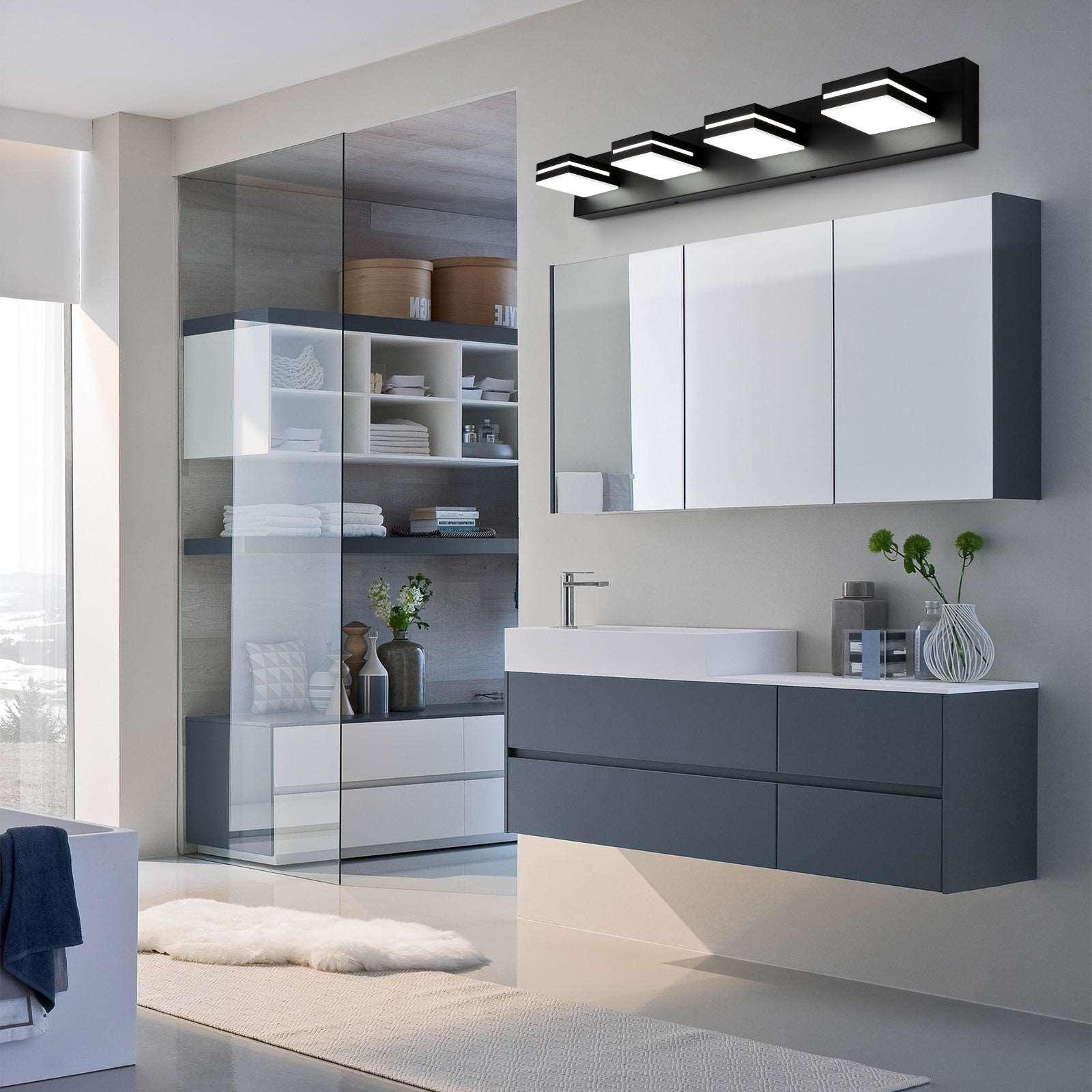 Modern Bathroom Light Fixtures Dimmable 4 Light Black Bathroom Vanity Light 360°Rotatable - okeli lights