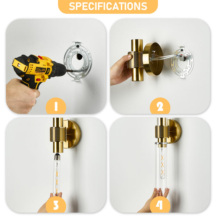 OKELI Wall Sconces Set 2Pack, 20.3" Black and Gold Bathroom Lighting with Clear Glass, Hardwired Modern Wall Decor Light fixtures