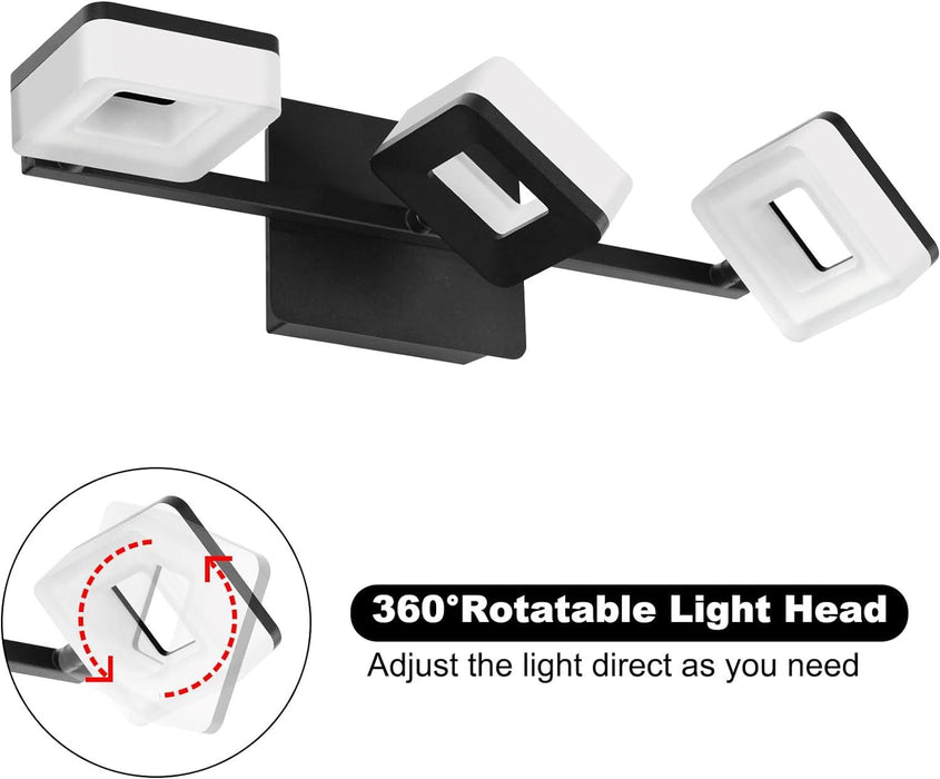 OKELI LED Modern Black Bathroom Vanity Lights Acrylic Stainless Steel Dimmable - okeli lights