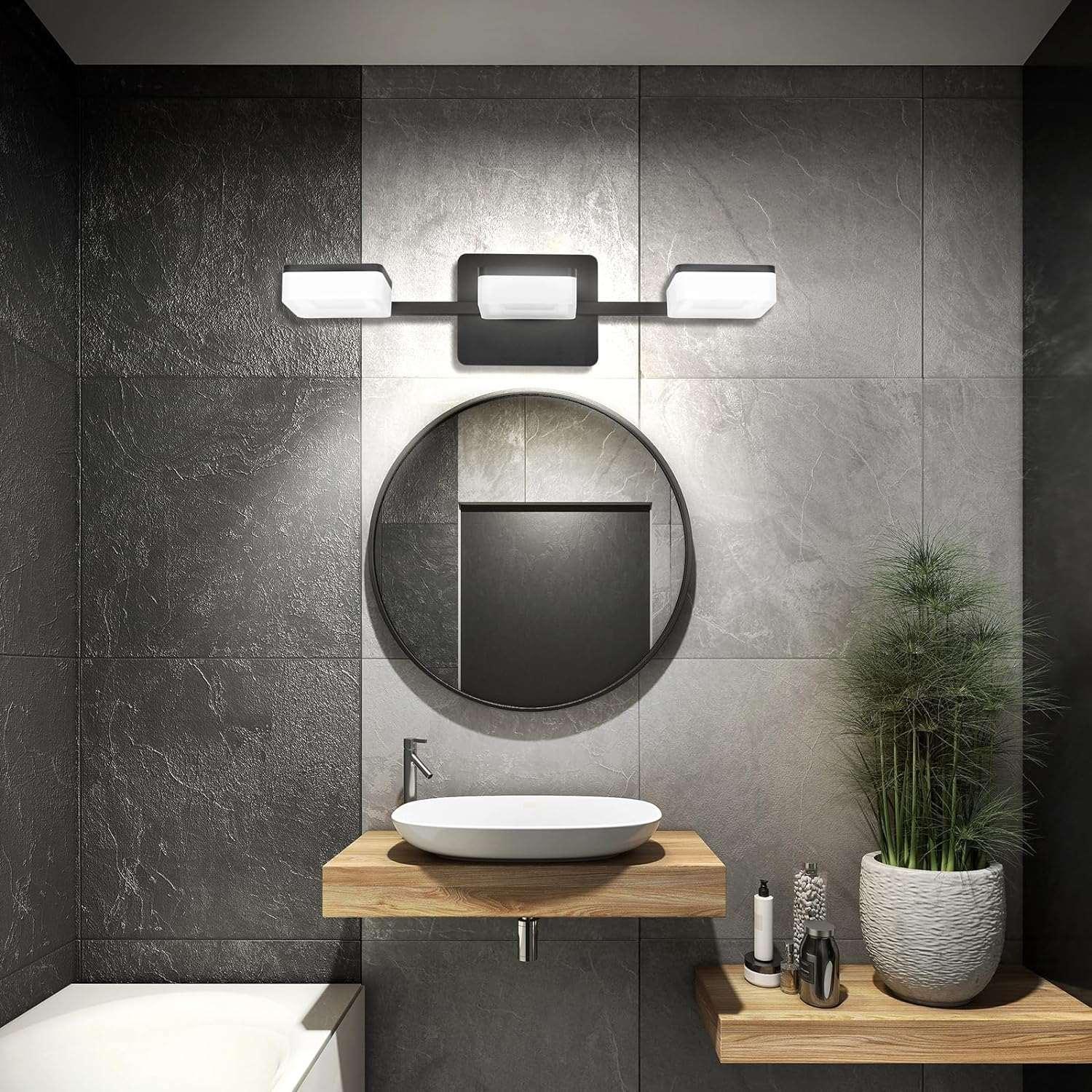 OKELI LED Modern Black Bathroom Vanity Lights Acrylic Stainless Steel Dimmable - okeli lights