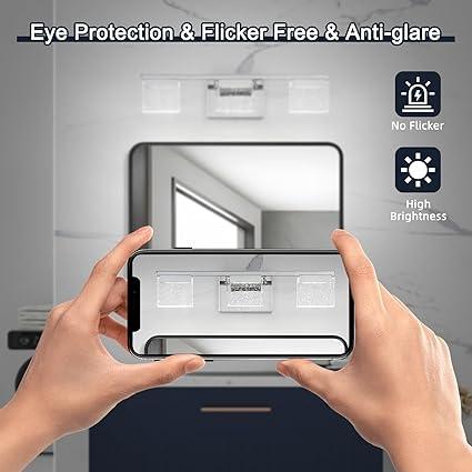 Dimmable Bathroom Vanity Light Fixtures 3-Light Chrome Bubble Crystal Stainless Steel - okeli lights