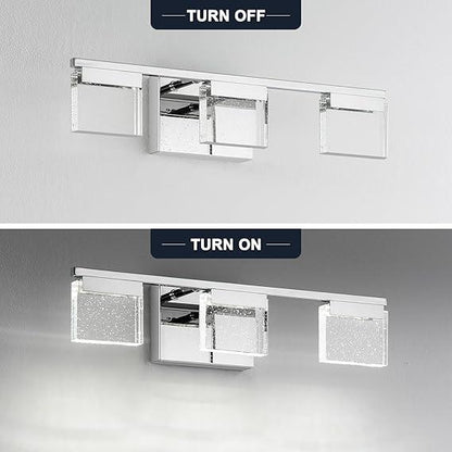 Dimmable Bathroom Vanity Light Fixtures 3-Light Chrome Bubble Crystal Stainless Steel - okeli lights