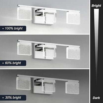 Dimmable Bathroom Vanity Light Fixtures 3-Light Chrome Bubble Crystal Stainless Steel - okeli lights