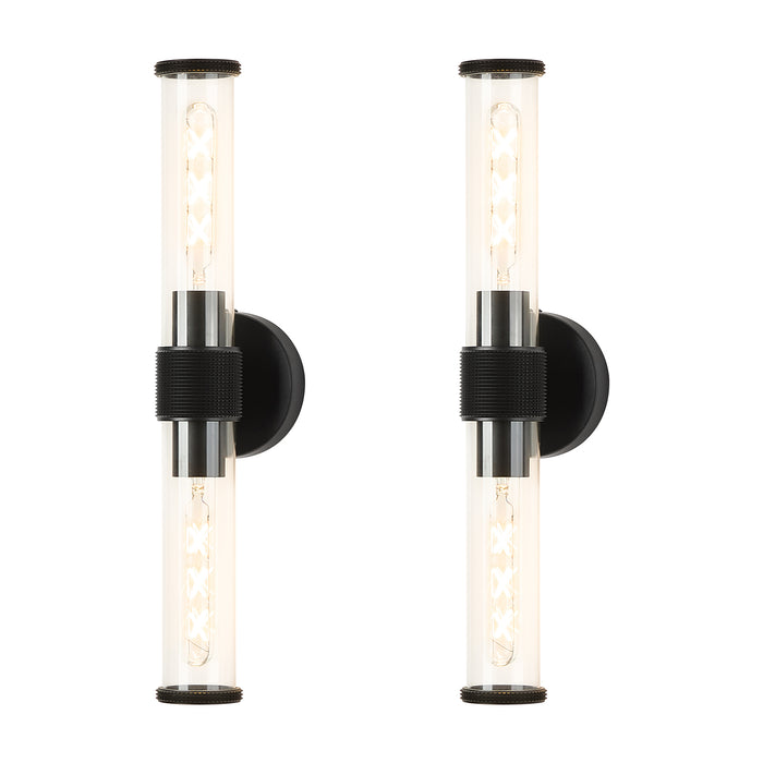 OKELI Wall Sconces Set 2Pack, 20.3" Black and Gold Bathroom Lighting with Clear Glass, Hardwired Modern Wall Decor Light fixtures