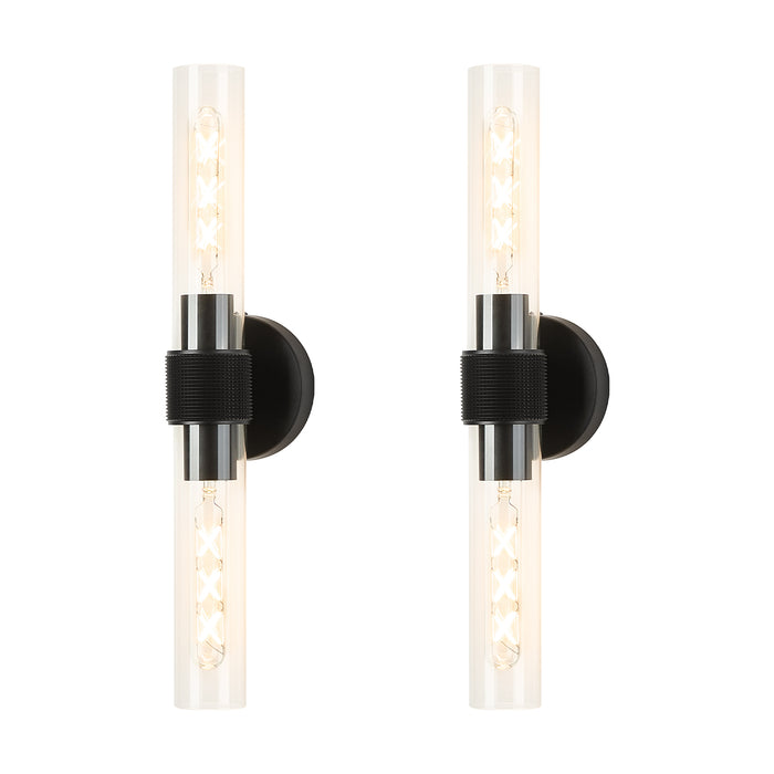 OKELI Wall Sconces Set 2Pack, 20.3" Black and Gold Bathroom Lighting with Clear Glass, Hardwired Modern Wall Decor Light fixtures