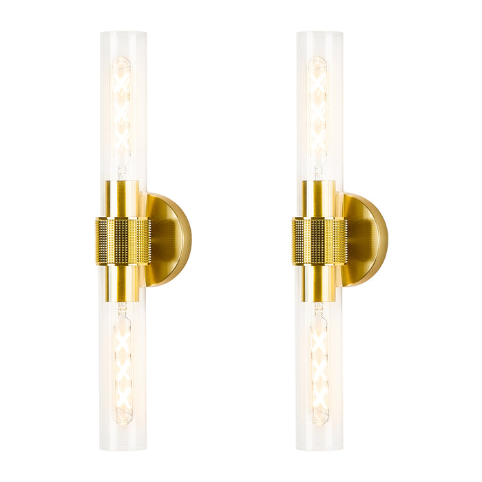 OKELI Wall Sconces Set 2Pack, 20.3" Black and Gold Bathroom Lighting with Clear Glass, Hardwired Modern Wall Decor Light fixtures