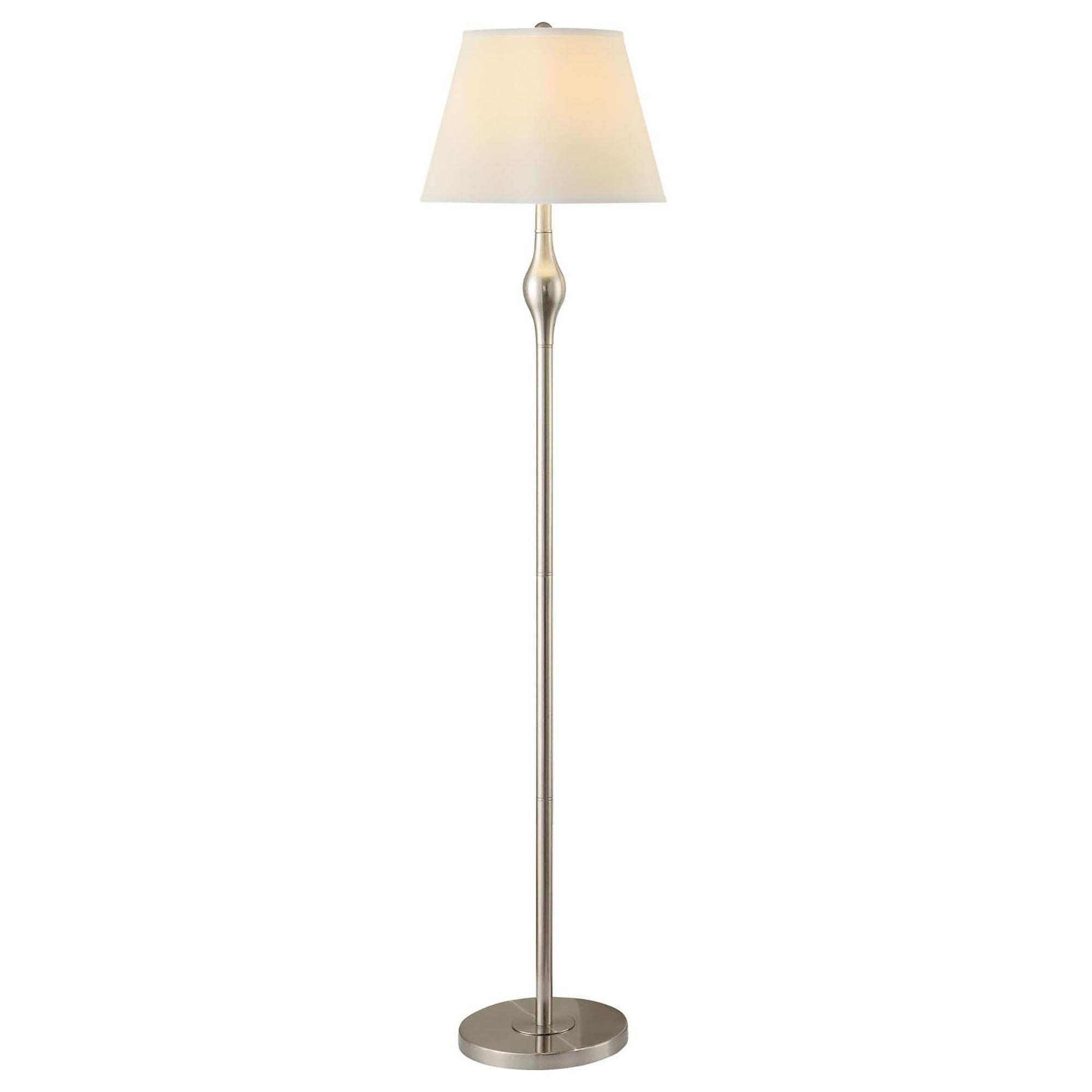 Beige and Brushed Nickel 3-Piece Lamp Set Floor Lamp and 2 Table Lamps with Faux Silk Empire Shades