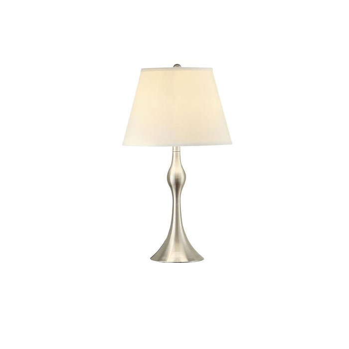 Beige and Brushed Nickel 3-Piece Lamp Set Floor Lamp and 2 Table Lamps with Faux Silk Empire Shades