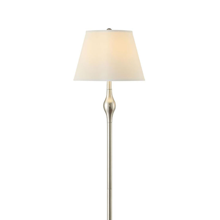 Beige and Brushed Nickel 3-Piece Lamp Set Floor Lamp and 2 Table Lamps with Faux Silk Empire Shades
