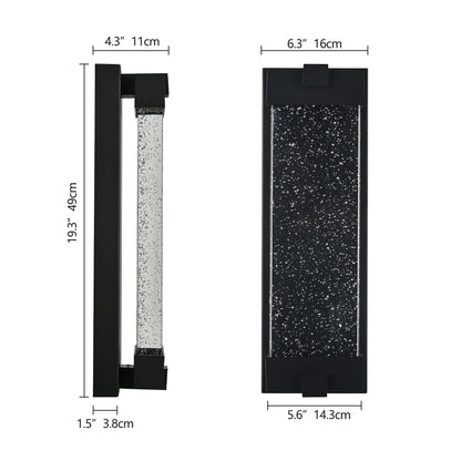 Black Aluminum Finish Outdoor Wall Light with Bubble Crystal Glass 3000K 1-pack - okeli lights