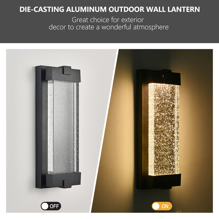 Black Aluminum Finish Outdoor Wall Light with Bubble Crystal Glass 3000K 1-pack