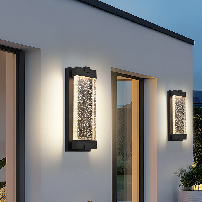 Black Aluminum Finish Outdoor Wall Light with Bubble Crystal Glass 3000K 1-pack