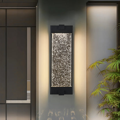 Black Aluminum Finish Outdoor Wall Light with Bubble Crystal Glass 3000K 1-pack - okeli lights