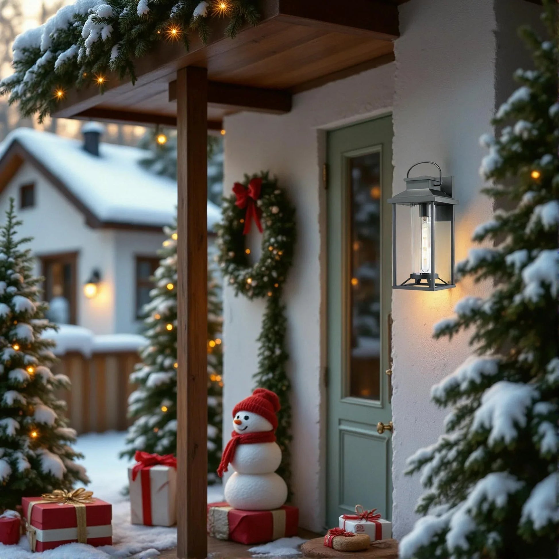 Outdoor Porch Lights Textured Black Exterior Lighting Fixtures Wall Mount Sconce Lantern 1-Pack - okeli lights